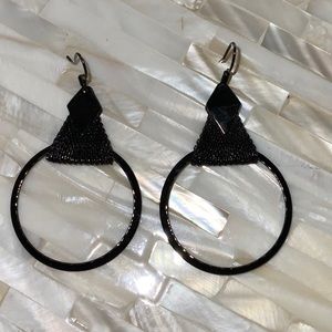 Mimi Earrings Dark Bronze Metal 2 Inch Fish Hook Closure